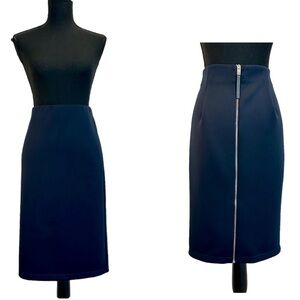 CATHERINE Malandrino navy blue stretchy pencil skirt back zipper Sz 8